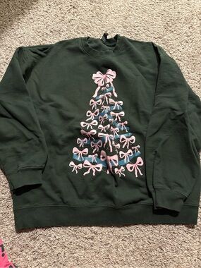Krista Horton Crewneck Sweatshirt with Pink Bow Tree Graphic